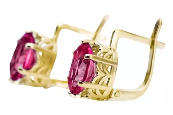 8K жълто злато 333 Ruby Обеци vec003x-rb Руски Съветски СССР Винтидж крафт Ар-деко style Art Deco